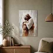 Jesus Hugging Man Christian Wall Art, Comfort and Support Faith Poster - Format: Unframed Paper Poster