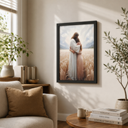 Jesus Hugging Woman Christian Wall Art, Embrace Of Love Faith Poster - Format: Black Framed Poster