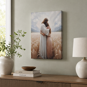 Jesus Hugging Woman Christian Wall Art, Embrace Of Love Faith Poster - Format: Stretched Canvas