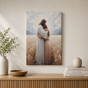 Jesus Hugging Woman Christian Wall Art, Embrace Of Love Faith Poster - Format: Stretched Canvas