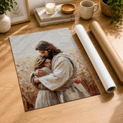 Jesus Hugging Woman Christian Wall Art, Love and Faith Scripture Poster - Format: Rolled Canvas