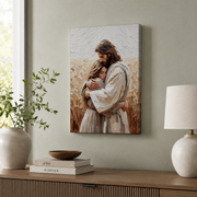Jesus Hugging Woman Christian Wall Art, Love and Faith Scripture Poster - Format: Stretched Canvas