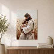 Jesus Hugging Woman Christian Wall Art, Love and Faith Scripture Poster - Format: Unframed Paper Poster