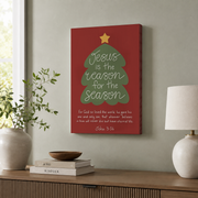 Jesus Is The Reason For The Season Christmas Wall Art John 3:16 Bible Verse Poster Christian Scripture Decor Unframed - Format: Stretched Canvas