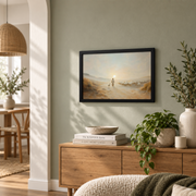 Jesus Leaves The 99 Christian Wall Art, Boho Lost Sheep Landscape Poster - Format: Black Framed Poster