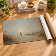 Jesus Leaves The 99 Christian Wall Art, Boho Lost Sheep Landscape Poster - Format: Rolled Canvas