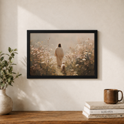 Jesus Leaves The 99 Christian Wall Art, Good Shepherd Faith Poster - Format: Black Framed Poster