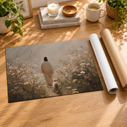 Jesus Leaves The 99 Christian Wall Art, Good Shepherd Faith Poster - Format: Rolled Canvas