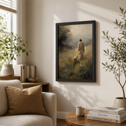 Jesus Leaves The 99 Christian Wall Art, Good Shepherd Lost Sheep Poster - Format: Black Framed Poster