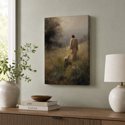 Jesus Leaves The 99 Christian Wall Art, Good Shepherd Lost Sheep Poster - Format: Stretched Canvas