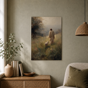 Jesus Leaves The 99 Christian Wall Art, Good Shepherd Lost Sheep Poster - Format: Unframed Paper Poster