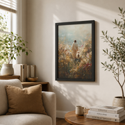 Jesus Leaves The 99 Christian Wall Art, Lost Sheep and Lamb Faith Poster - Format: Black Framed Poster