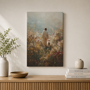 Jesus Leaves The 99 Christian Wall Art, Lost Sheep and Lamb Faith Poster - Format: Stretched Canvas
