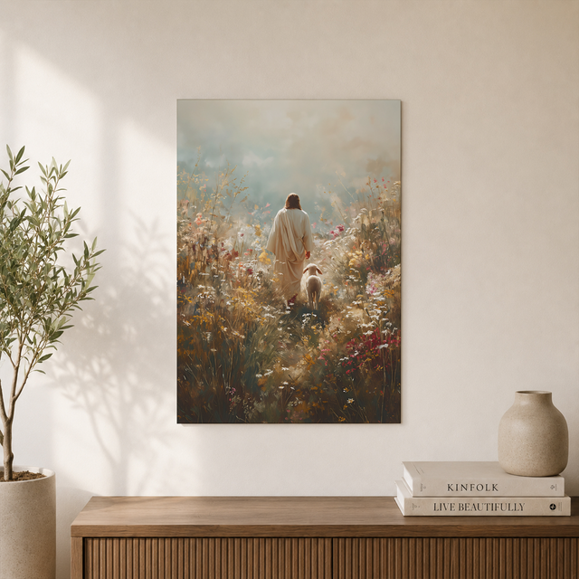 Jesus Leaves The 99 Christian Wall Art, Lost Sheep and Lamb Faith Poster - Format: Unframed Paper Poster