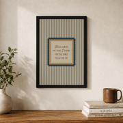 Jesus Loves Me Christian Nursery Wall Art, Blue Vintage Boys Poster - Format: Black Framed Poster