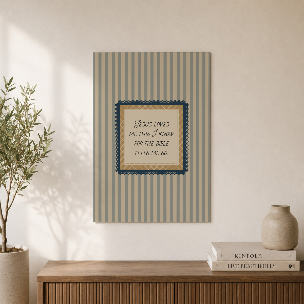 Jesus Loves Me Christian Nursery Wall Art, Blue Vintage Boys Poster - Format: Unframed Paper Poster