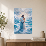 Jesus Miracle Christian Wall Art, Walking On Water Faith Poster - Format: Unframed Paper Poster