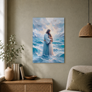 Jesus Miracle Christian Wall Art, Walking On Water Faith Poster - Format: Unframed Paper Poster