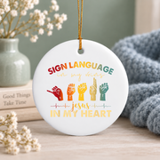 Jesus Sign Language Faith Glass Ornament - Material: Circle Ceramic Ornament