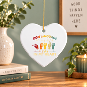 Jesus Sign Language Faith Glass Ornament - Material: Heart Ceramic Ornament