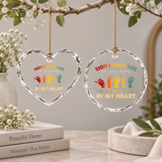 Jesus Sign Language Faith Glass Ornament - Material: Heart Glass Ornament