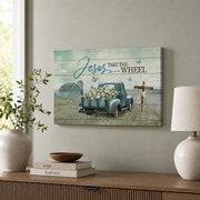 Jesus Take The Wheel Christian Wall Art, Daisy Ladybug Faith Poster - Format: Stretched Canvas
