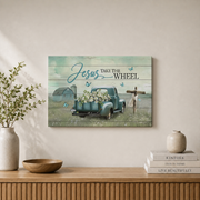 Jesus Take The Wheel Christian Wall Art, Daisy Ladybug Faith Poster - Format: Stretched Canvas