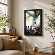 Jesus Teaching Children Christian Wall Art, Let The Children Come Nursery Poster - Format: Black Framed Poster