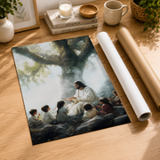 Jesus Teaching Children Christian Wall Art, Let The Children Come Nursery Poster - Format: Rolled Canvas