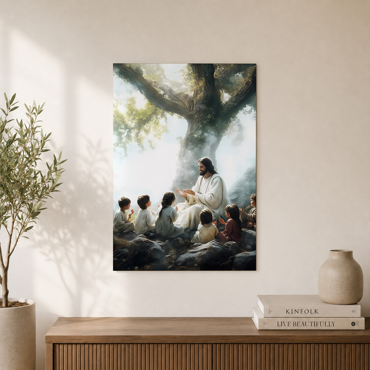 Jesus Teaching Children Christian Wall Art, Let The Children Come Nursery Poster - Format: Unframed Paper Poster