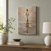 Jesus Walking On Water Christian Wall Art, Inspirational Faith Painting Poster - Format: Stretched Canvas