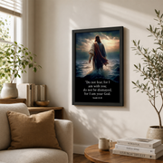 Jesus Walking On Water Christian Wall Art, Isaiah Scripture Faith Poster - Format: Black Framed Poster