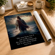 Jesus Walking On Water Christian Wall Art, Isaiah Scripture Faith Poster - Format: Rolled Canvas