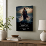Jesus Walking On Water Christian Wall Art, Isaiah Scripture Faith Poster - Format: Stretched Canvas