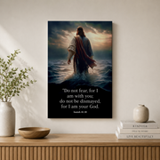 Jesus Walking On Water Christian Wall Art, Isaiah Scripture Faith Poster - Format: Stretched Canvas