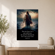 Jesus Walking On Water Christian Wall Art, Isaiah Scripture Faith Poster - Format: Unframed Paper Poster