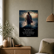 Jesus Walking On Water Christian Wall Art, Isaiah Scripture Faith Poster - Format: Unframed Paper Poster