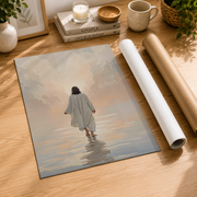 Jesus Walking On Water Christian Wall Art, Minimalist Bible Verse Poster - Format: Rolled Canvas