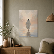 Jesus Walking On Water Christian Wall Art, Minimalist Bible Verse Poster - Format: Unframed Paper Poster