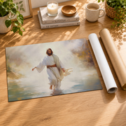 Jesus Walking On Water Wall Art, Vintage Christian Scripture Painting Poster - Format: Rolled Canvas