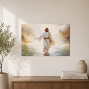 Jesus Walking On Water Wall Art, Vintage Christian Scripture Painting Poster - Format: Unframed Paper Poster