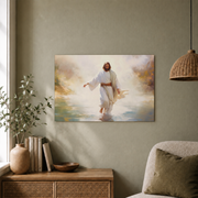 Jesus Walking On Water Wall Art, Vintage Christian Scripture Painting Poster - Format: Unframed Paper Poster