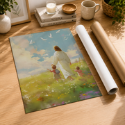 Jesus Walking With Children Christian Wall Art, Bible Verse Faith Poster - Format: Rolled Canvas