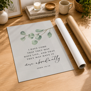 John 10:10 Christian Wall Art, Inspirational Bible Verse Scripture Poster - Format: Rolled Canvas
