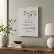 John 10:10 Christian Wall Art, Inspirational Bible Verse Scripture Poster - Format: Stretched Canvas