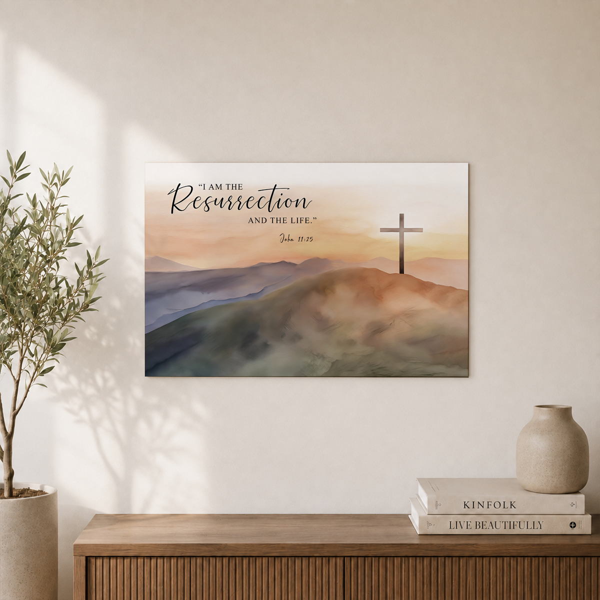 John 11:25 I Am The Resurrection Christian Wall Art, Easter Scripture Poster - Format: Unframed Paper Poster