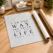 John 14:6 Way Truth Life Christian Wall Art, Modern Scripture Poster - Format: Rolled Canvas