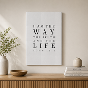 John 14:6 Way Truth Life Christian Wall Art, Modern Scripture Poster - Format: Stretched Canvas