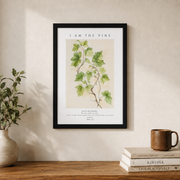 John 15:5 I Am The Vine Christian Wall Art, Inspirational Scripture Poster - Format: Black Framed Poster