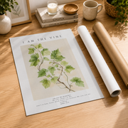 John 15:5 I Am The Vine Christian Wall Art, Inspirational Scripture Poster - Format: Rolled Canvas